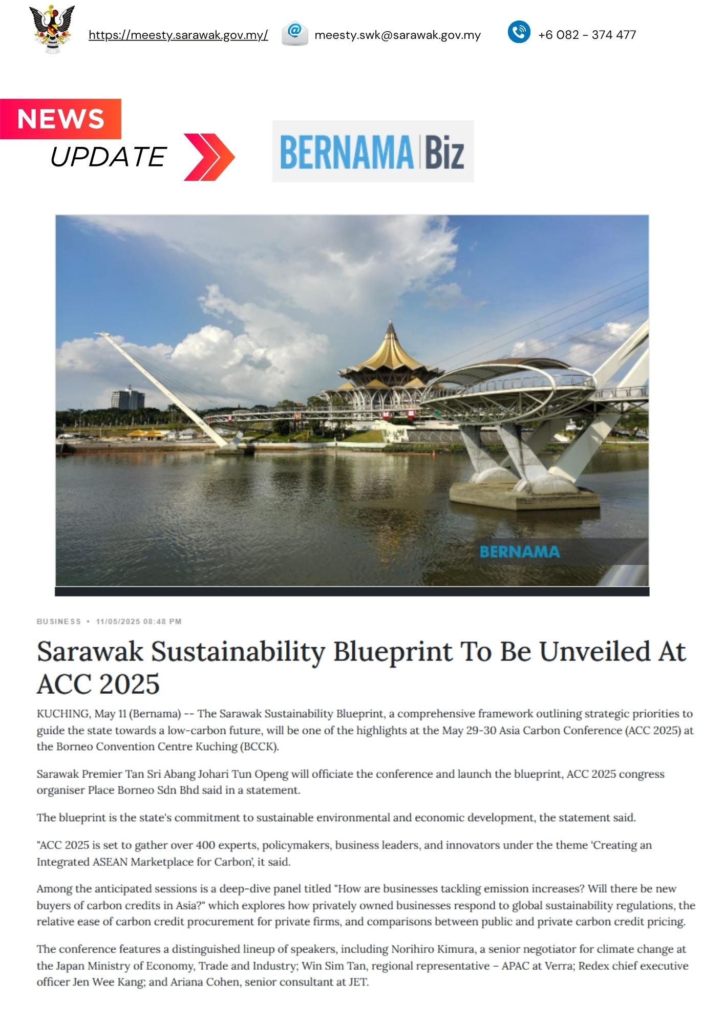 Sarawak Sustaonability Blueprint to be unveiled at ACC 2025